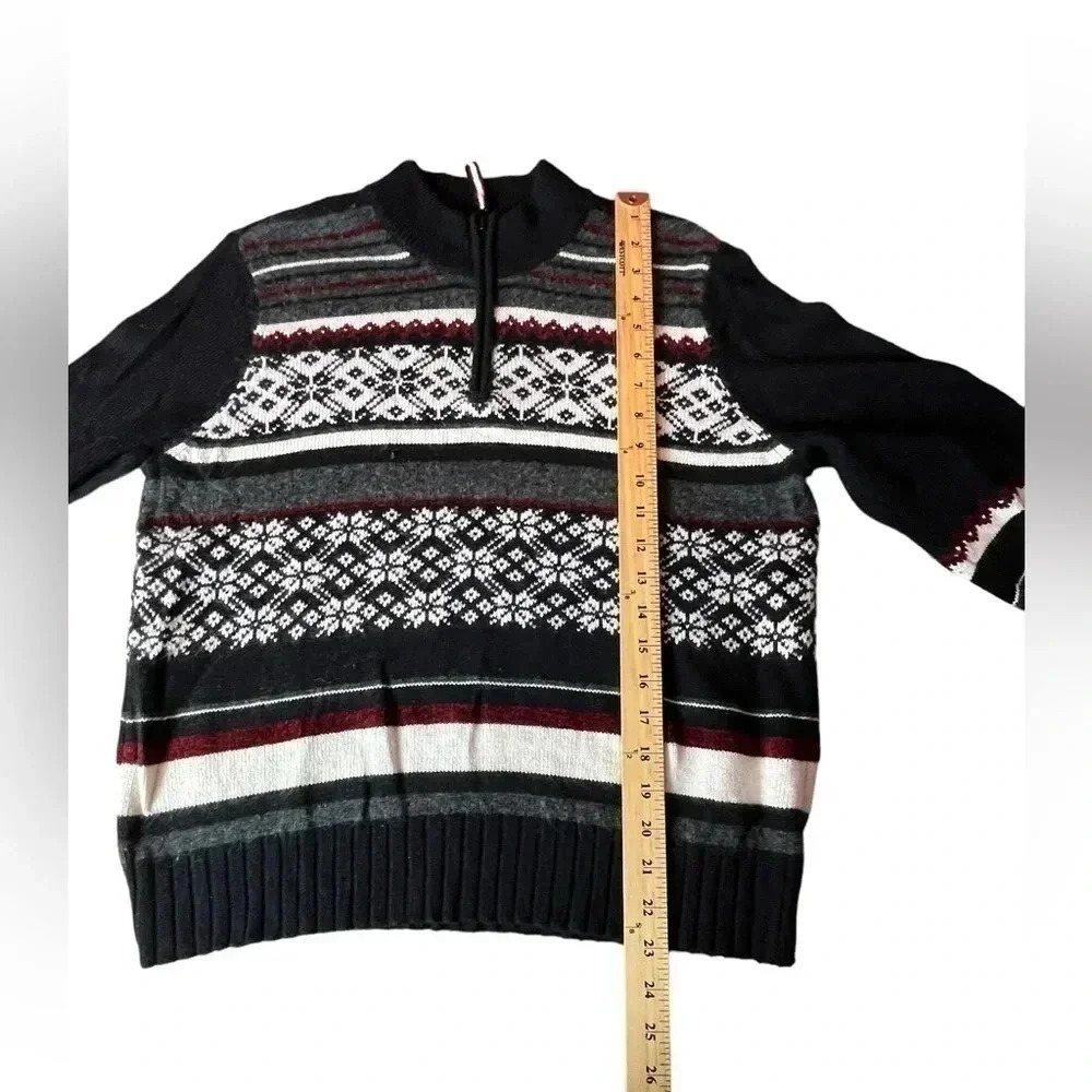 I.E. Relaxed 1/4 zip Nordic Striped Women's Sweater Winter Mock Neck Angora Siz… - Picture 6 of 12